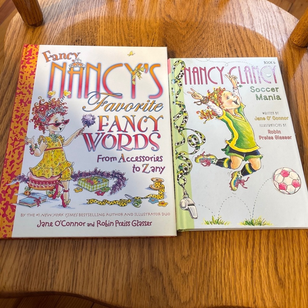 Fancy Nancy Favorite Fancy Words and Nancy Clancy Soccer Mania 2 Hardcover Books